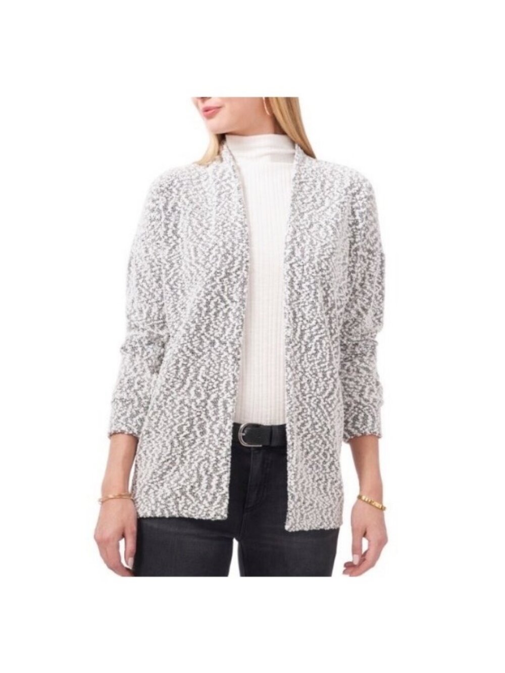 Vince Camuto Womens Casual Open Front Long Cardigan Ivory X-Small NWT